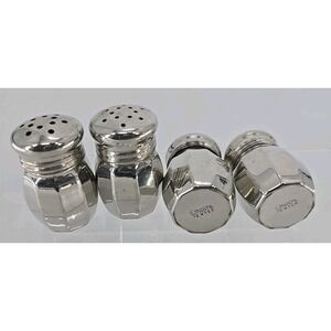4 Lot Set of Vtg Empire Pewter Salt & Pepper Mini‎ Salt / Pepper Shakers